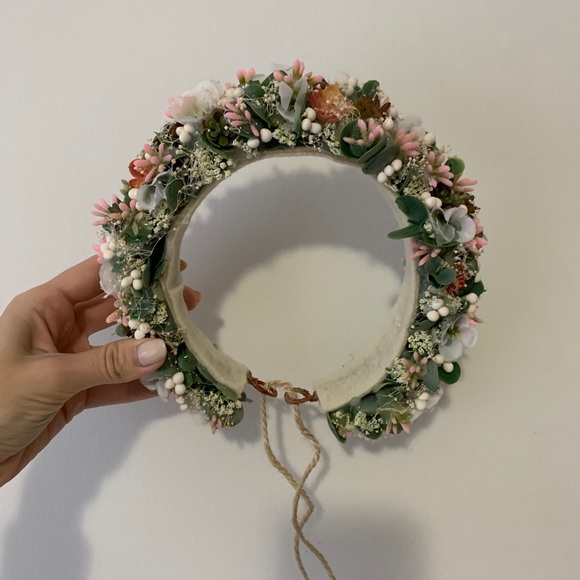 Faux flower + succulent crown photoshoot etsy main image 6